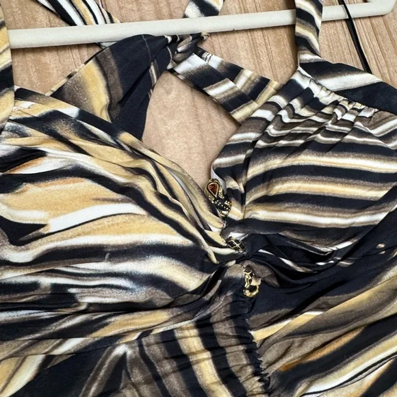 Cache Animal Print Bodycon Ruched Midi Dress - Picture 3 of 6